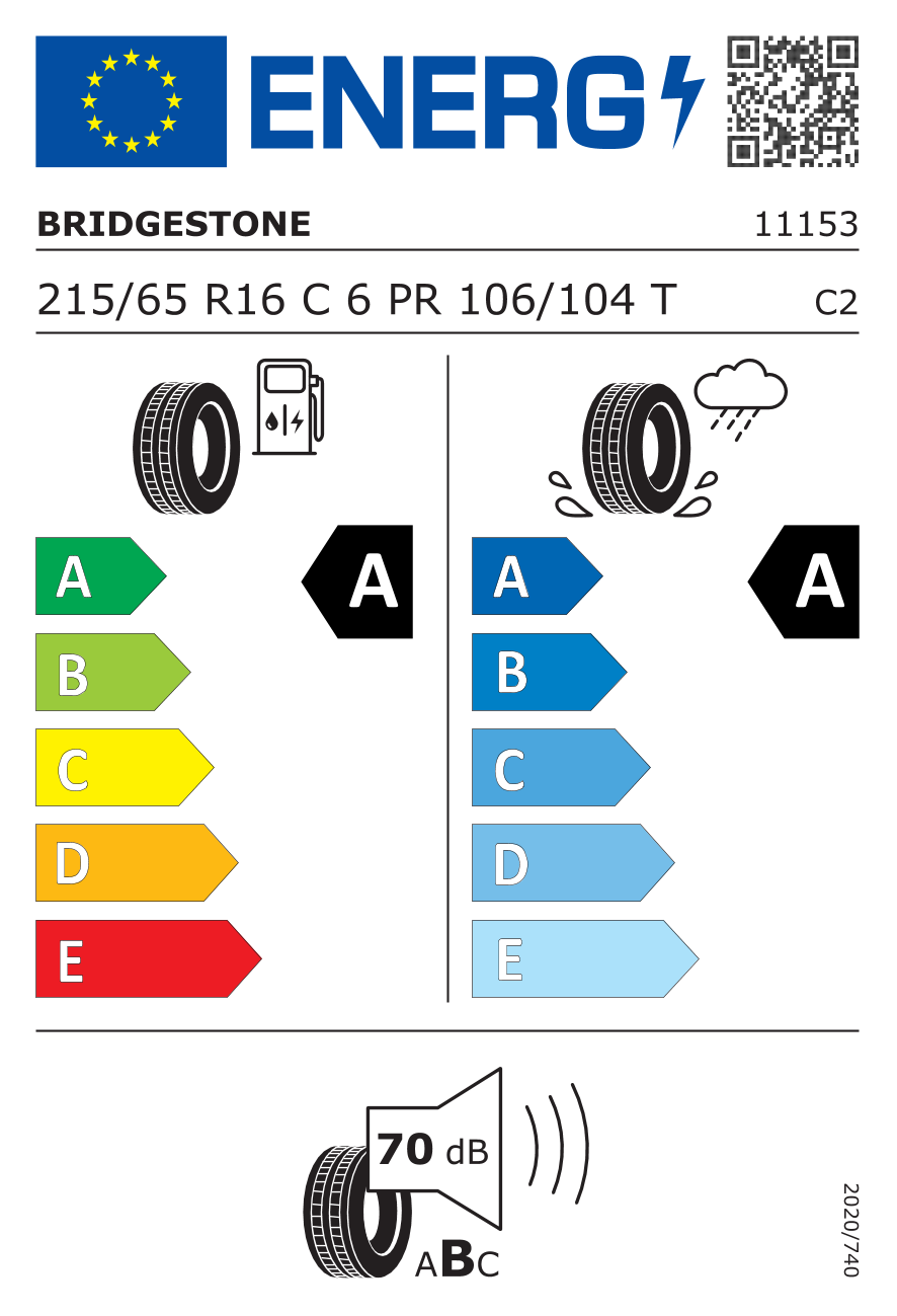 BRIDGESTONE R660 DURAVIS 215/65 R16 106T - европейски етикет