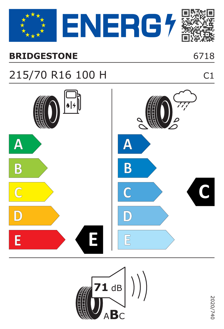 BRIDGESTONE D-687 215/70 R16 100H - европейски етикет