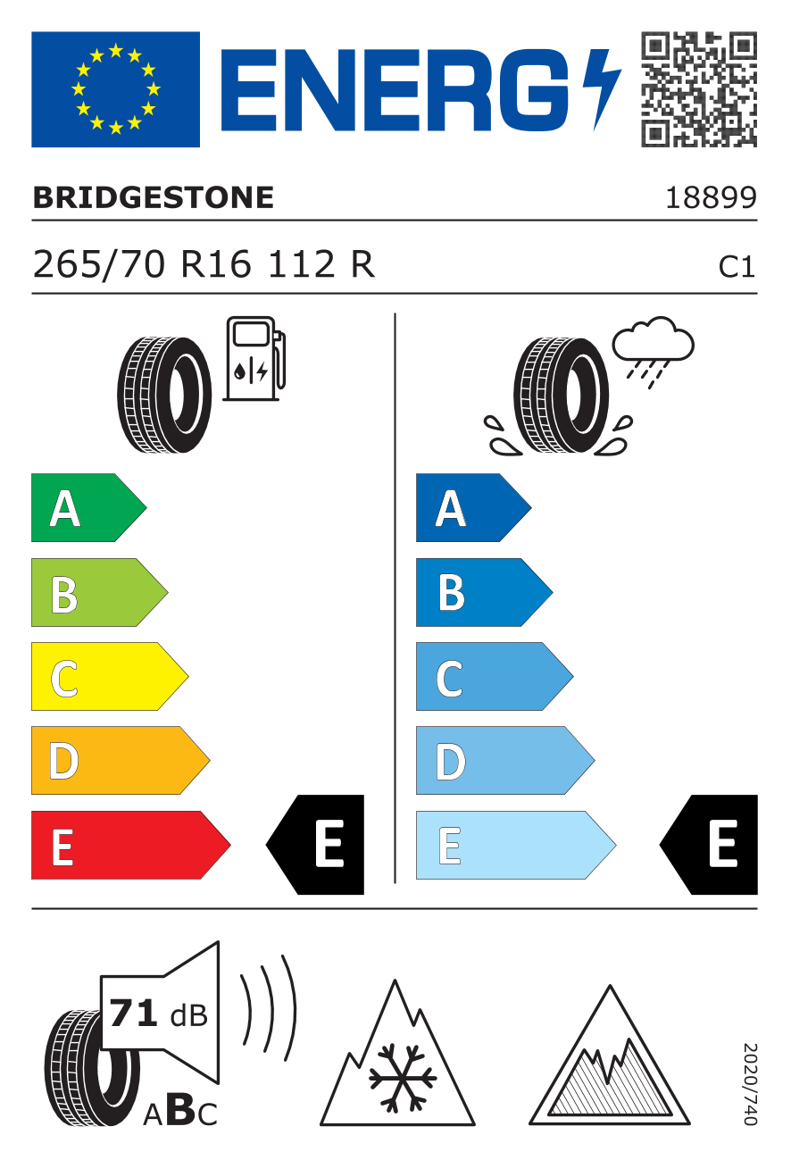 BRIDGESTONE DM-V3 265/70 R16 112R - европейски етикет