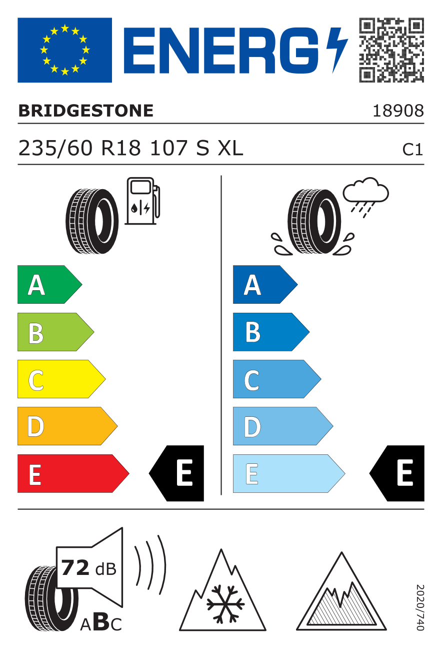 BRIDGESTONE Blizzak DM V3 235/60 R18 107S - европейски етикет