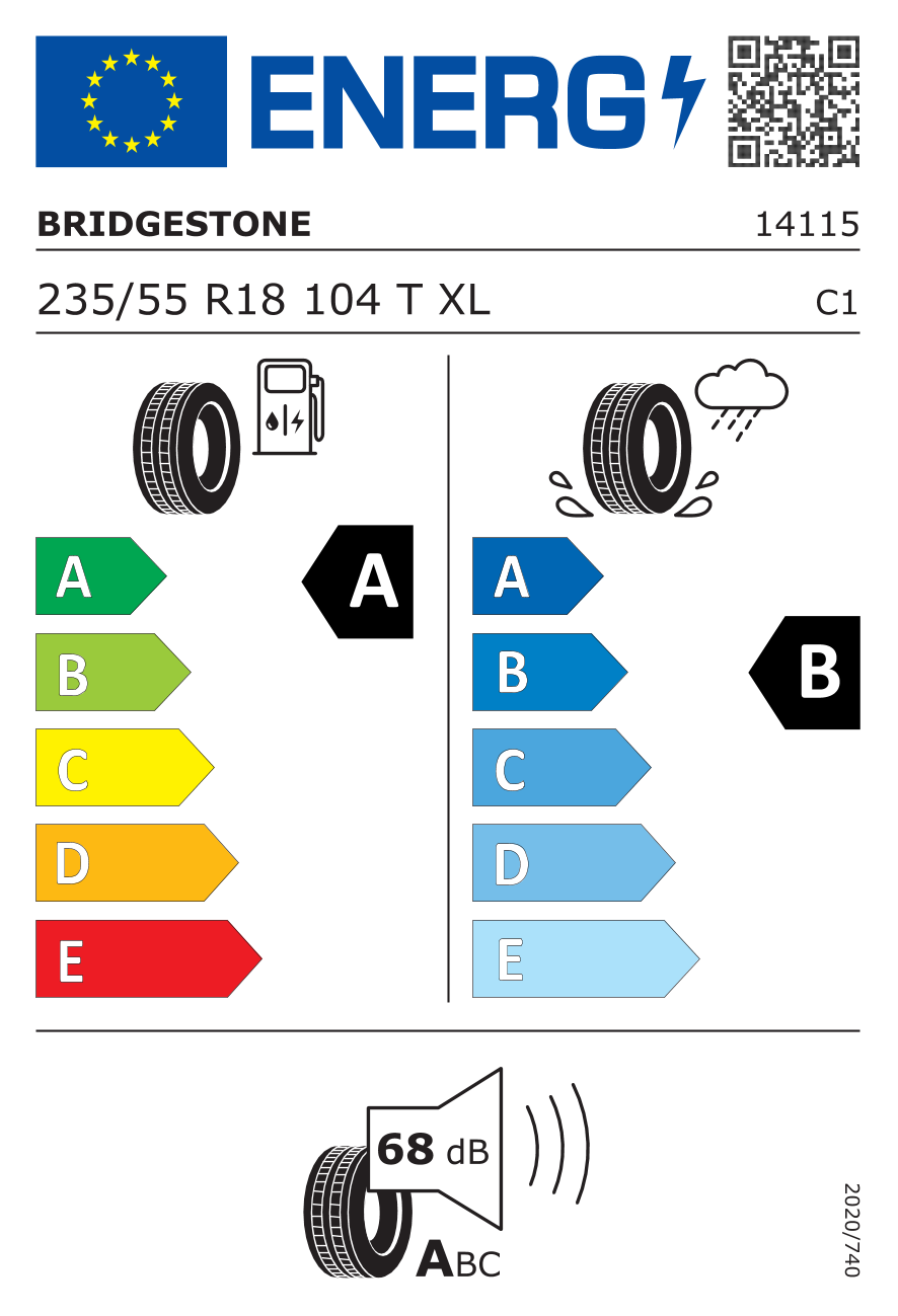 BRIDGESTONE TURANZA T005 XL MERCEDES 235/55 R18 104T - европейски етикет