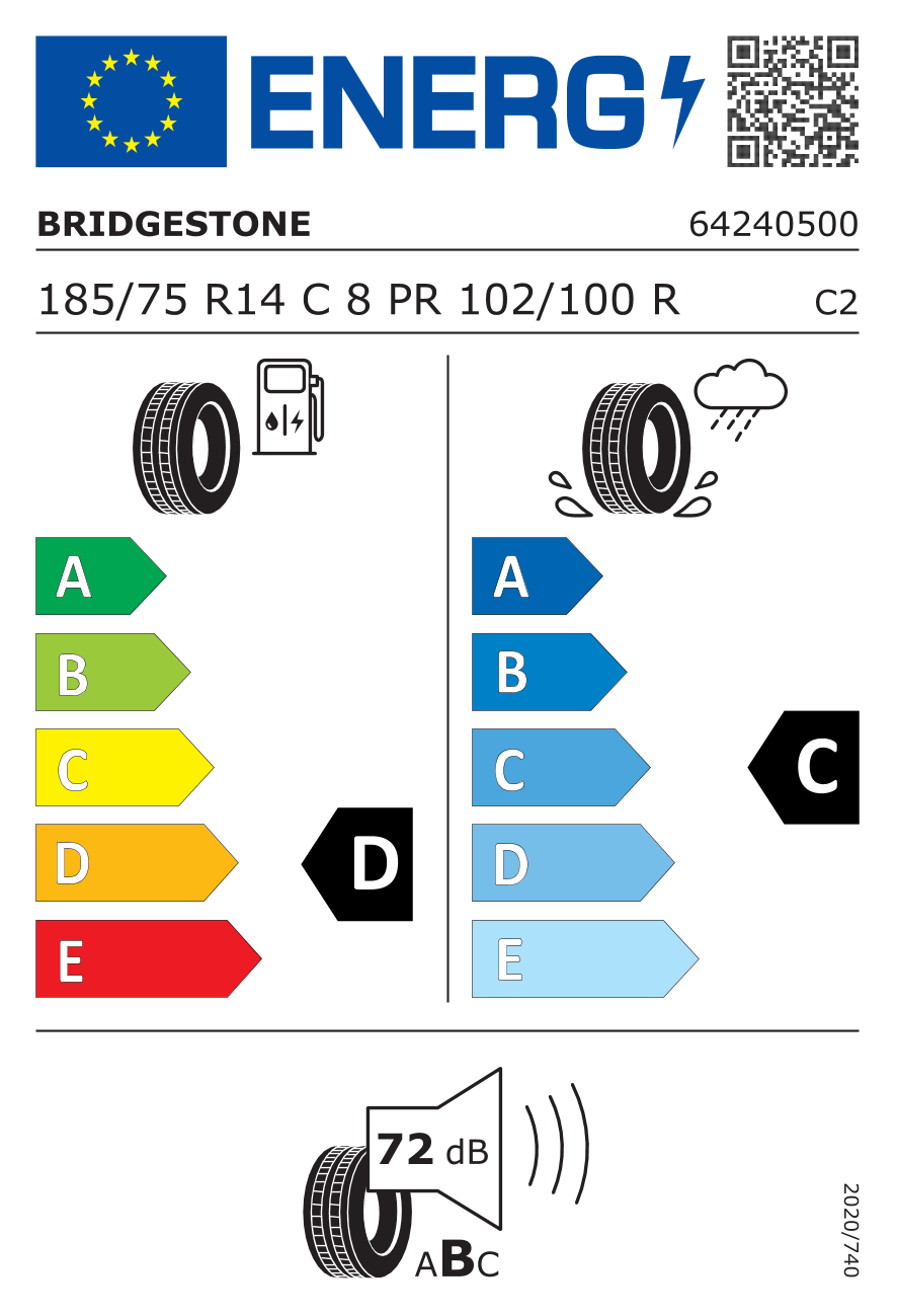 BRIDGESTONE -660 185/75 R14 102R - европейски етикет