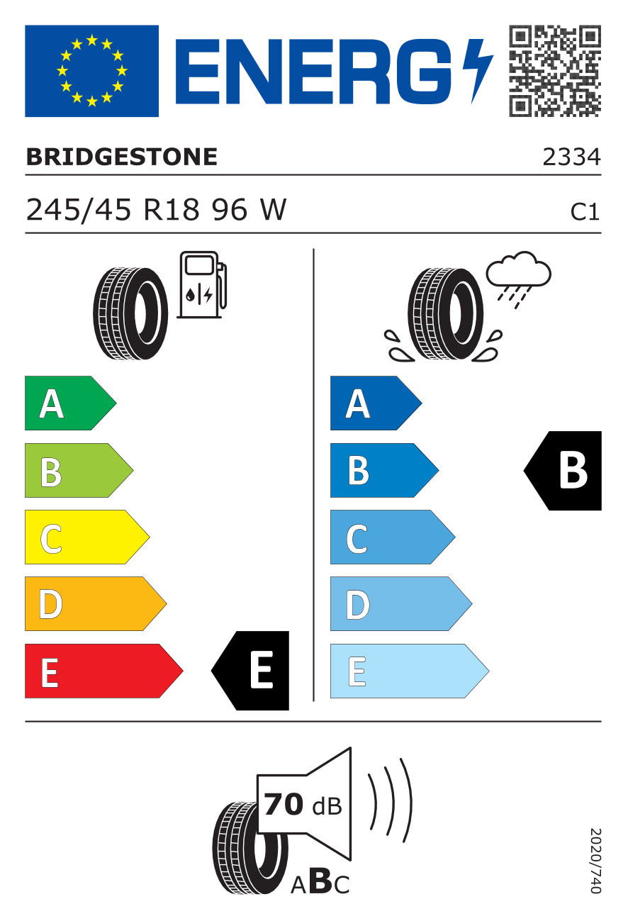 BRIDGESTONE Potenza RE 050 A DOT 2023 245/45 R18 96W - европейски етикет