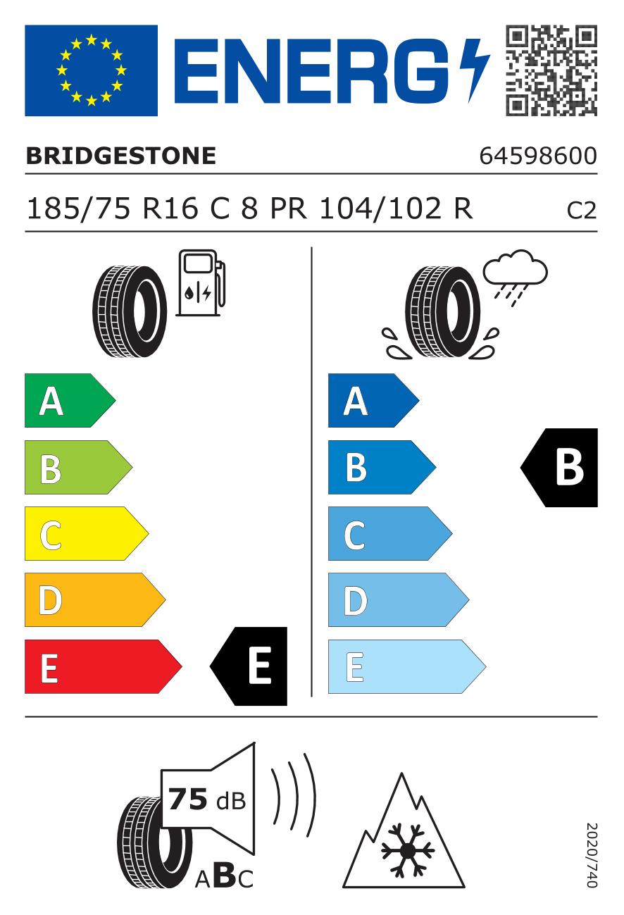 BRIDGESTONE W810 185/75 R16 104R - европейски етикет