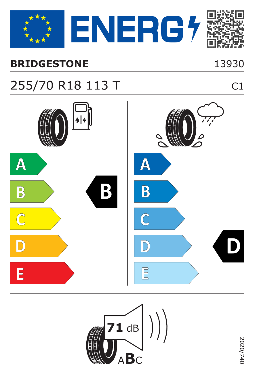 BRIDGESTONE D-685 255/70 R18 113T - европейски етикет