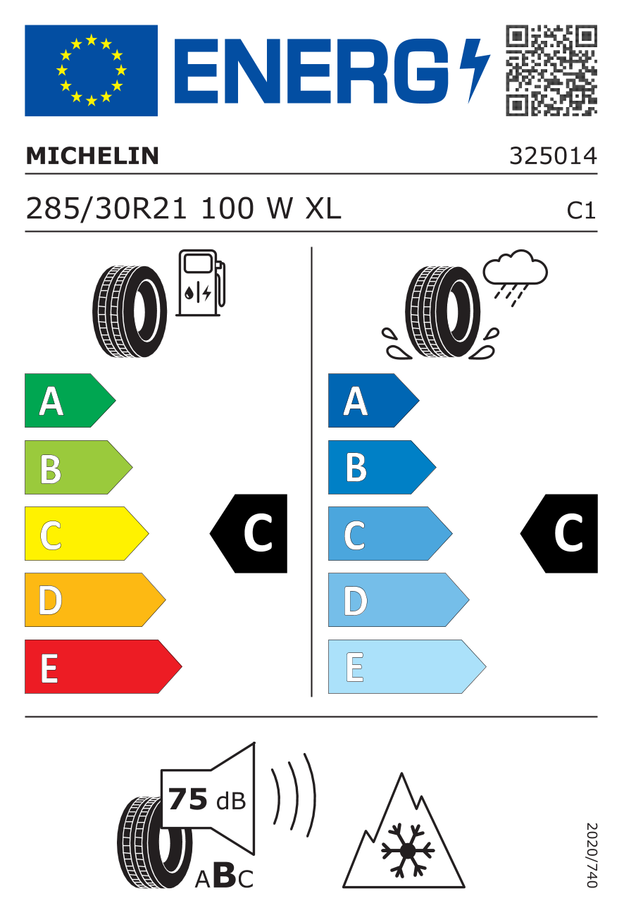 MICHELIN PILOT ALPIN PA4 GRNX TL XL 285/30 R21 100W - европейски етикет