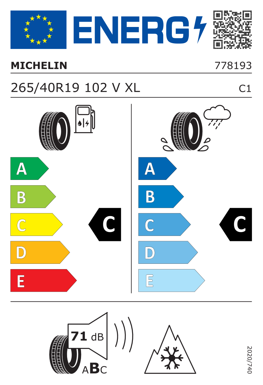 MICHELIN ALPINPA4MO XL MERCEDES 265/40 R19 102V - европейски етикет