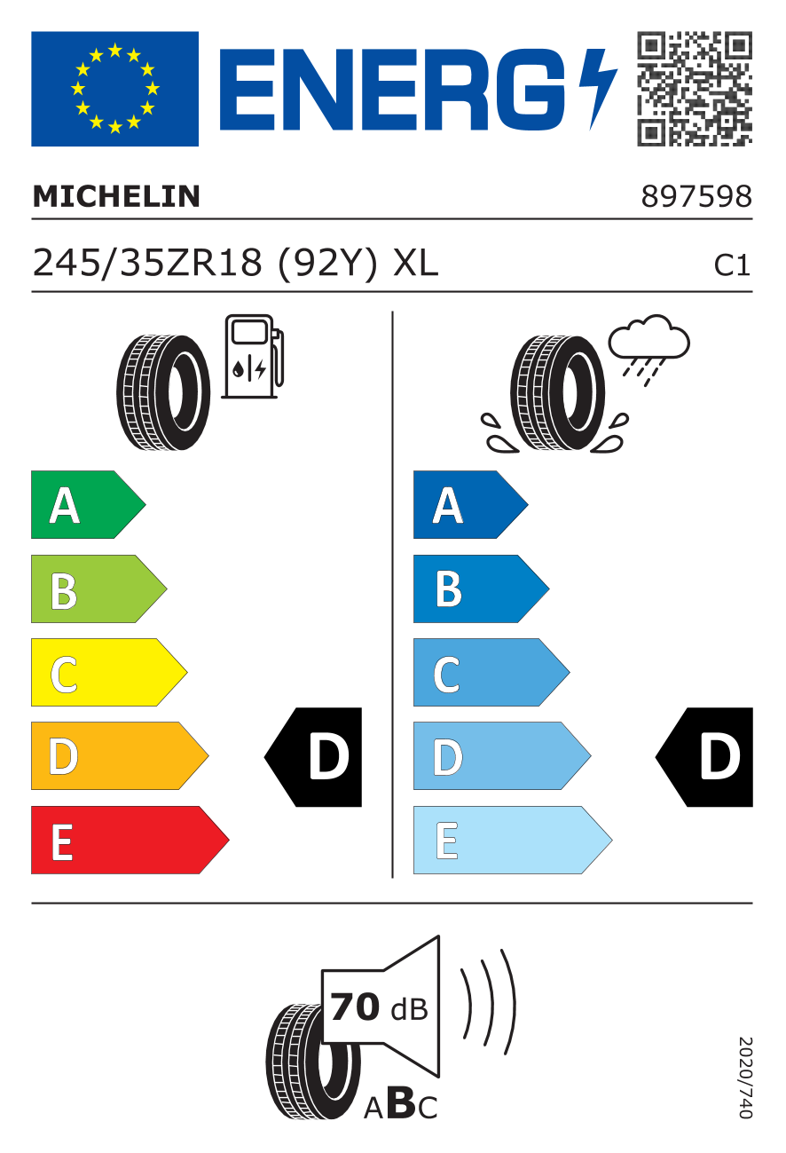 MICHELIN PILOT SPORT CUP 2 XL 245/35 R18 92Y - европейски етикет