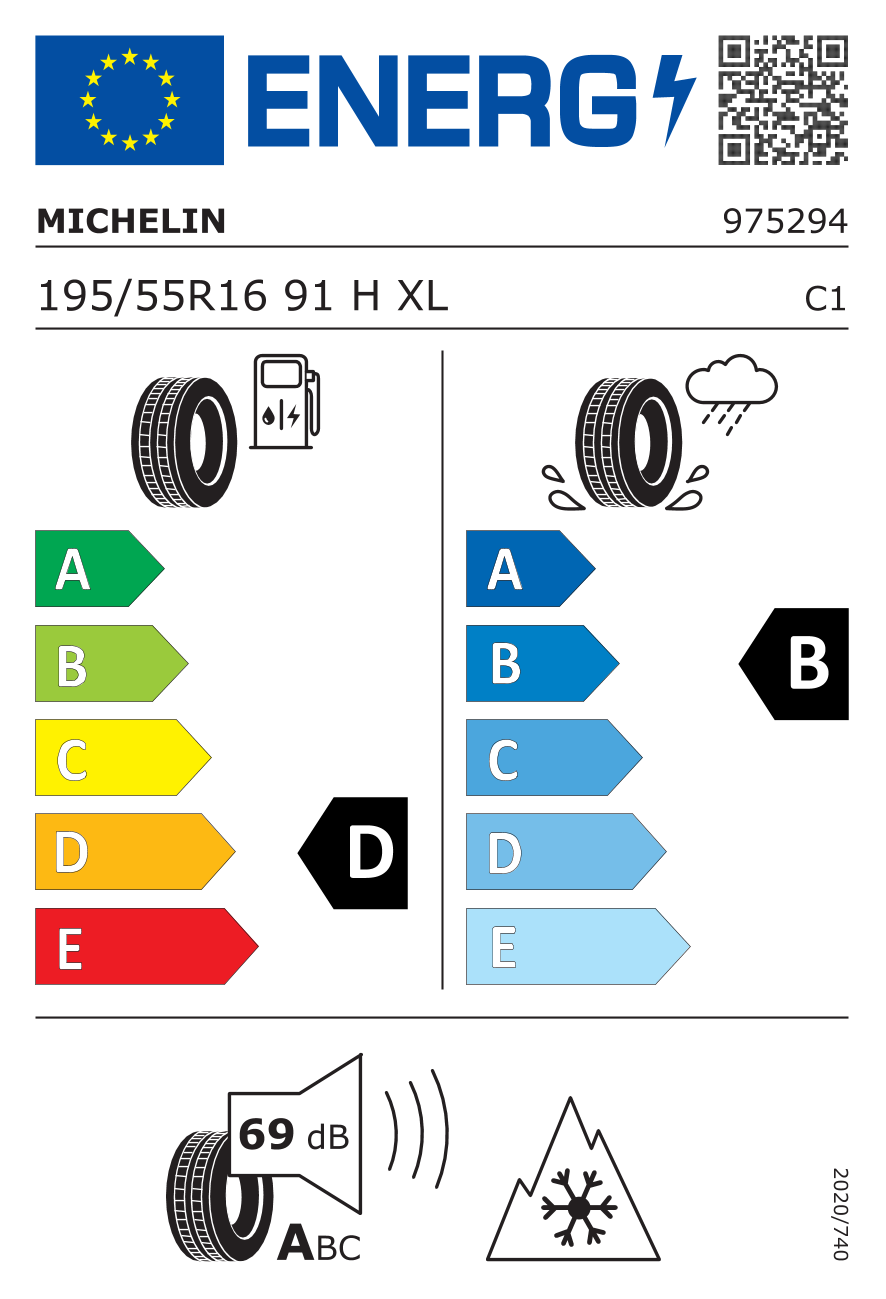 MICHELIN ALPIN 6 XL 195/55 R16 91H - европейски етикет