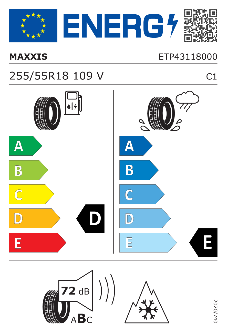MAXXIS MA-SW WINTERMAXX XL 255/55 R18 109V - европейски етикет
