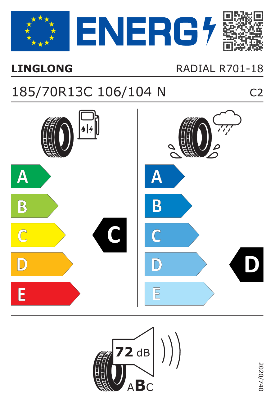 LINGLONG R701 185/70 R13 106N - европейски етикет