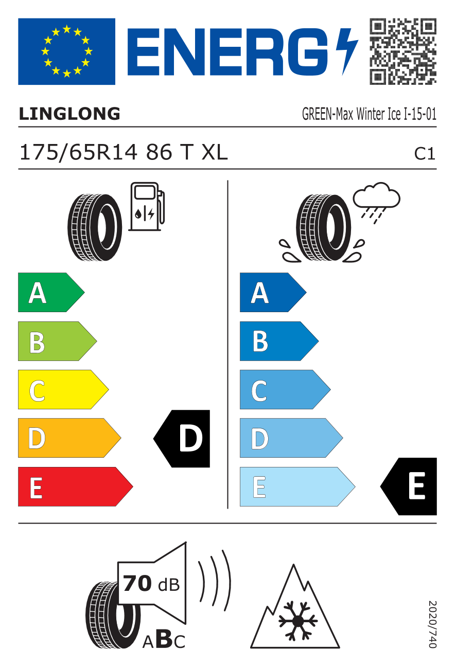 LINGLONG WINTER ICE I-15 175/65 R14 86T - европейски етикет