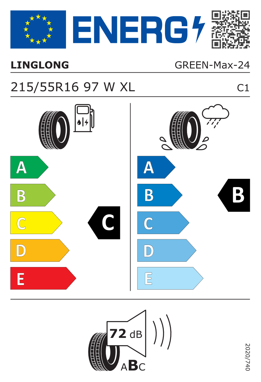LINGLONG GREEN-MAX XL FP 215/55 R16 97W - европейски етикет
