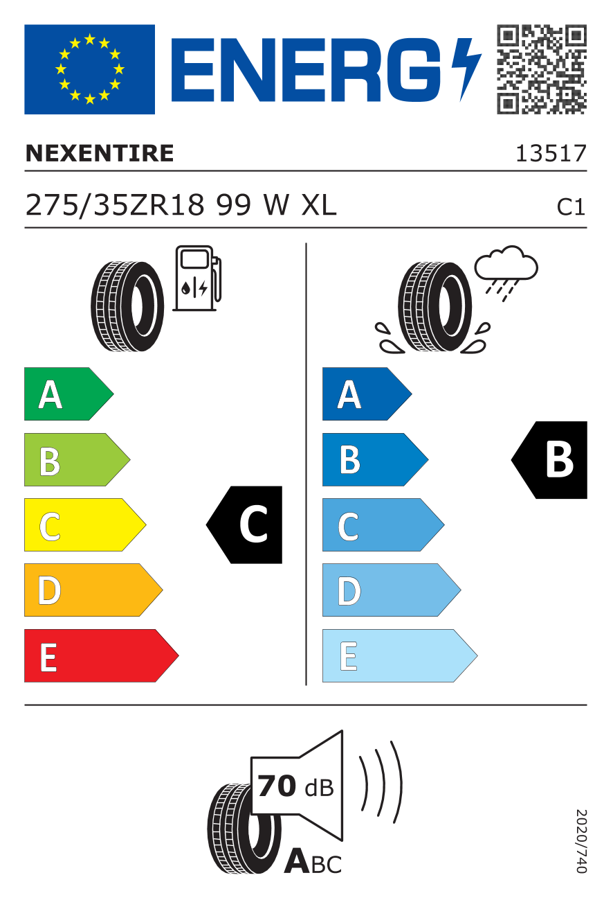 NEXEN NFERASU1XL XL 275/35 R18 99W - европейски етикет