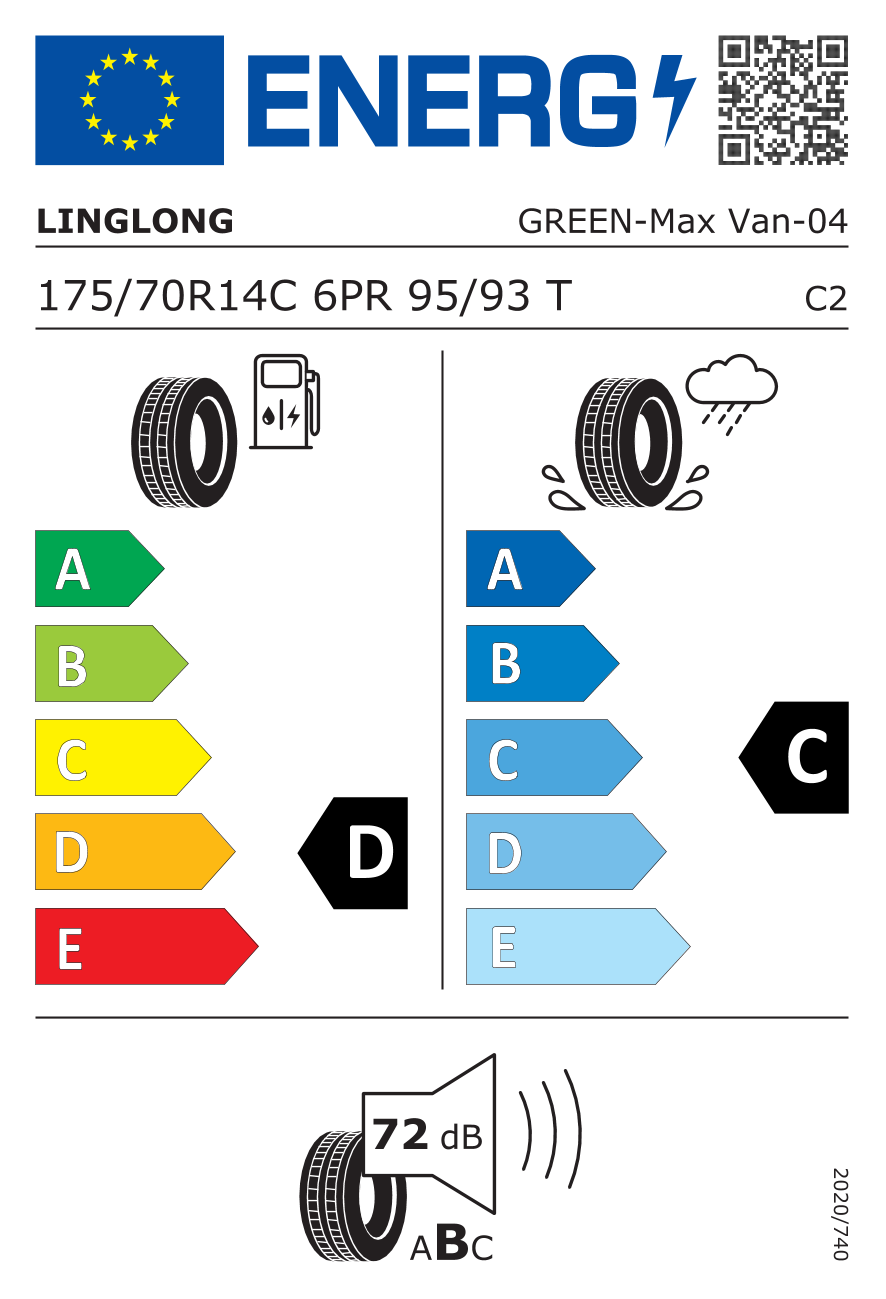 LINGLONG GREENMAXVA 175/70 R14 95T - европейски етикет