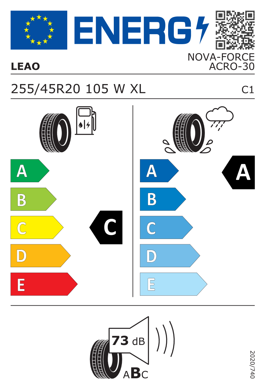 LEAO NOVA FORCE ACRO XL FP 255/45 R20 105W - европейски етикет