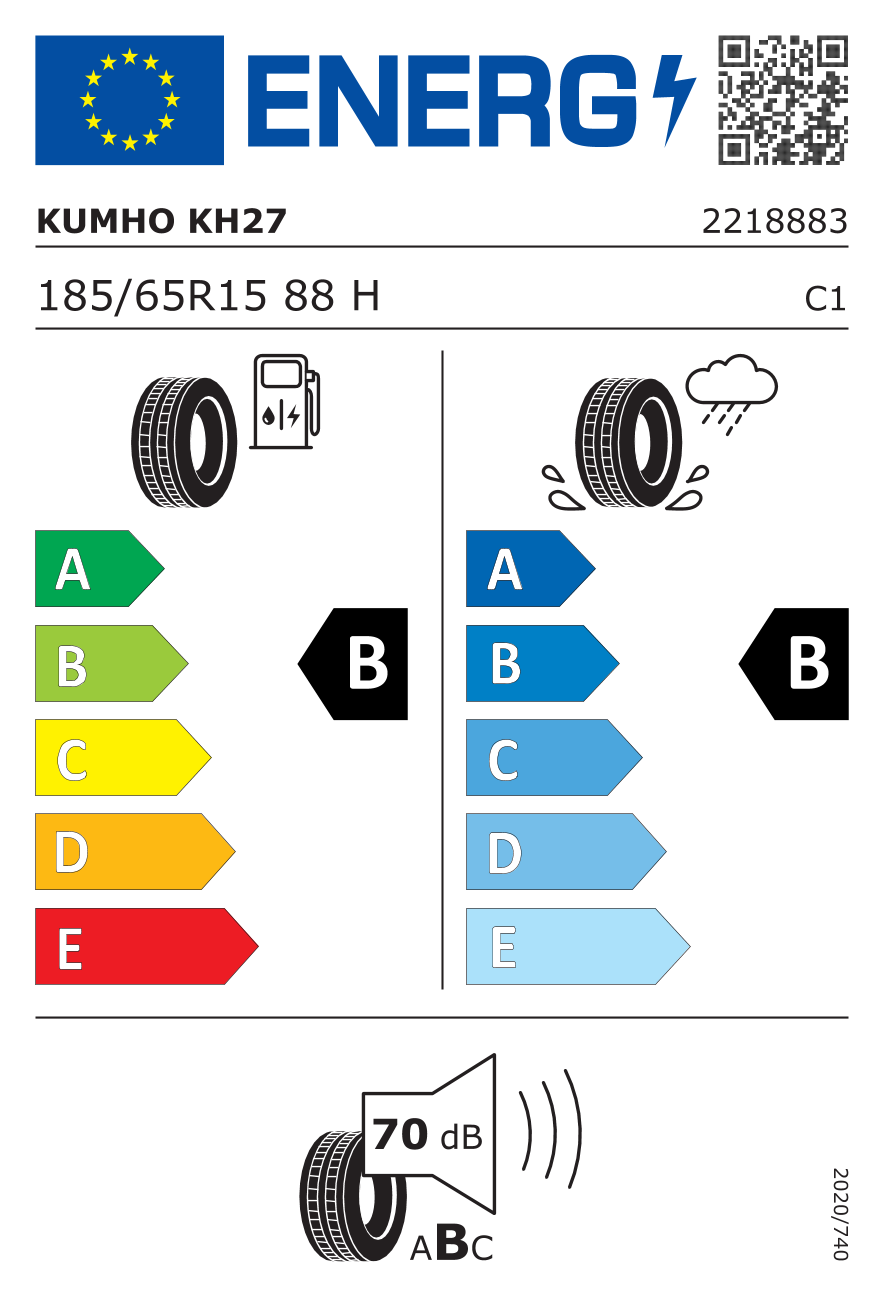 KUMHO KH27 185/65 R15 88H - европейски етикет