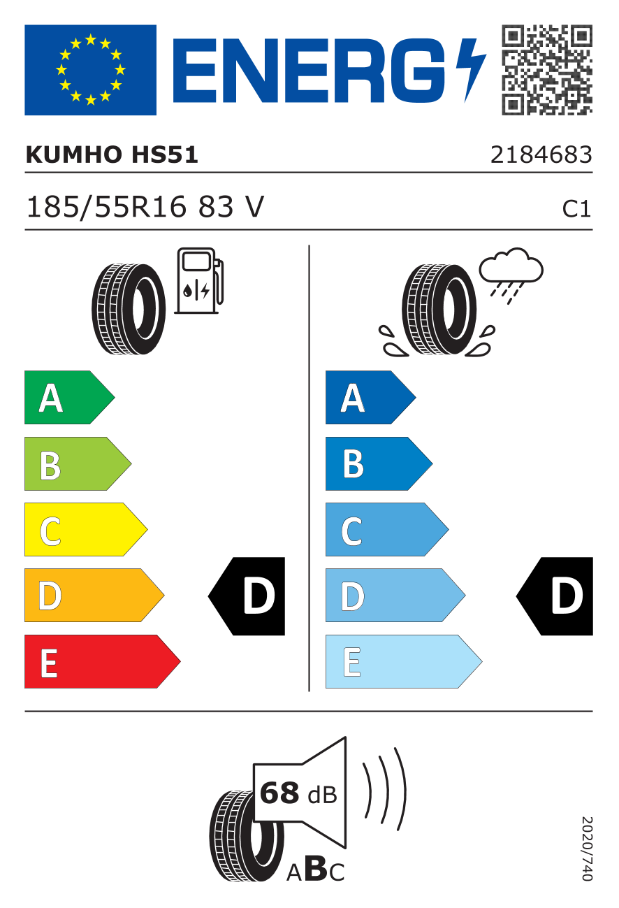 KUMHO HS51 185/55 R16 83V - европейски етикет