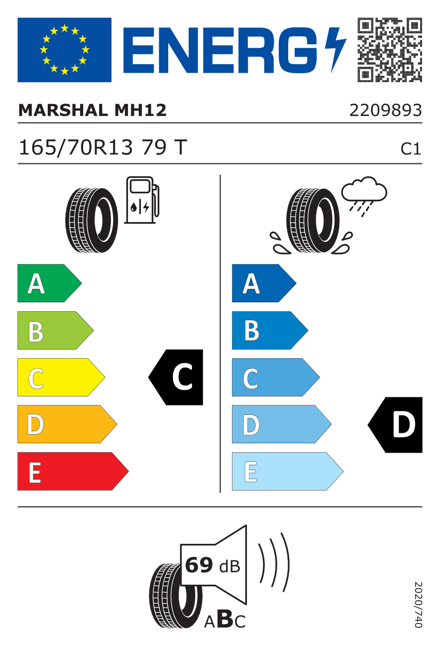 MARSHAL MH12 165/70 R13 79T - европейски етикет