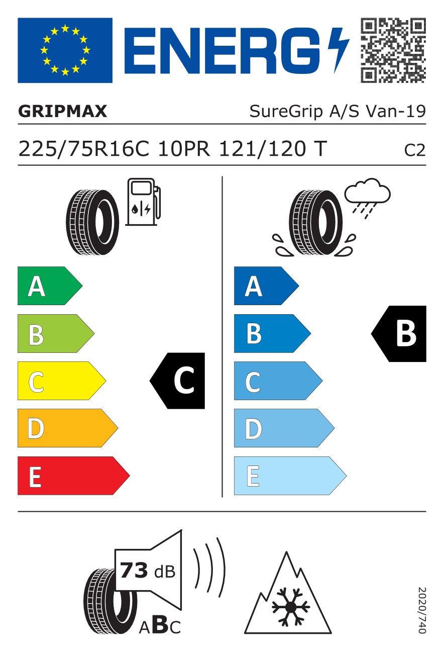 GRIPMAX SUREGRIP AS VAN 225/75 R16 121T - европейски етикет