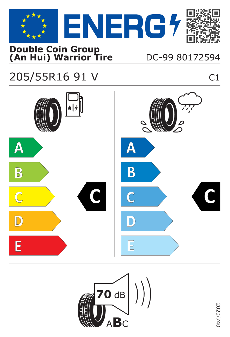 DOUBLE COIN DC99 205/55 R16 91V - европейски етикет