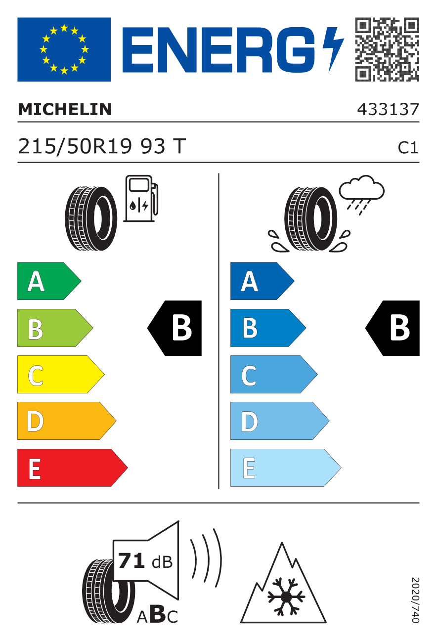 MICHELIN CC2 215/50 R19 93T - европейски етикет