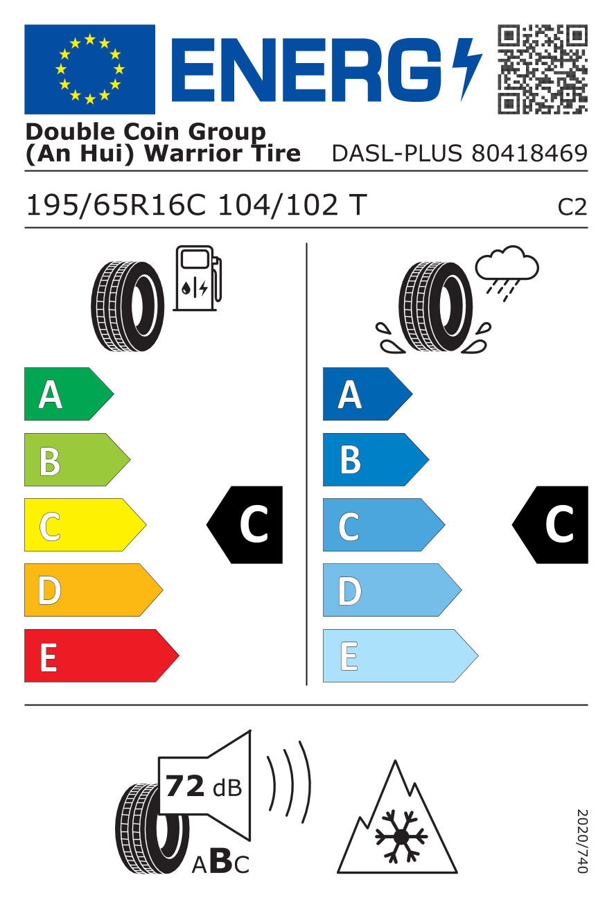 DOUBLE COIN DASL+ DOT 2023 195/65 R16 104T - европейски етикет