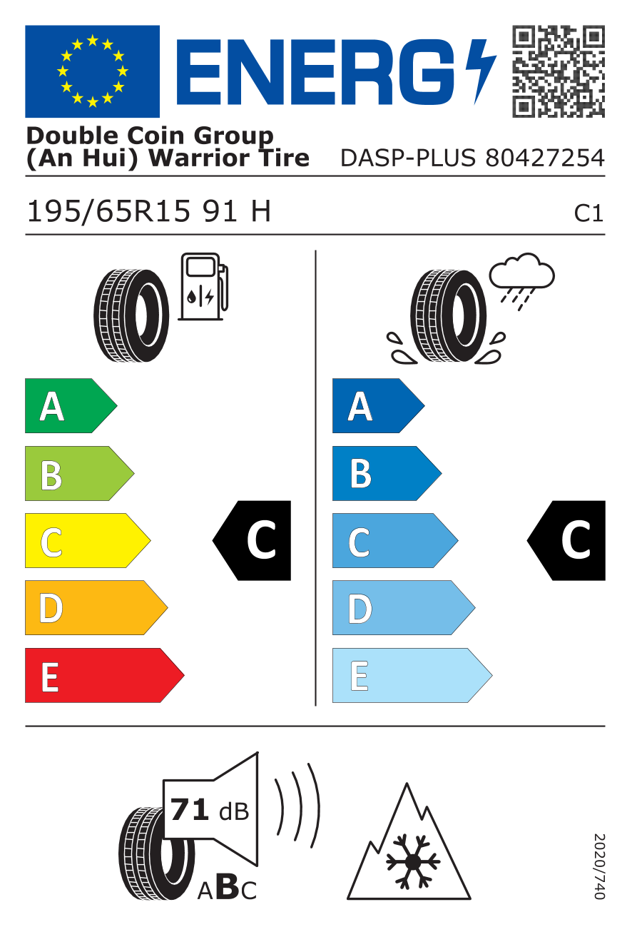 DOUBLE COIN DASP+ 195/65 R15 91H - европейски етикет