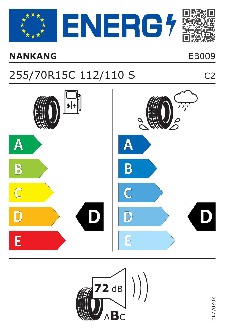 NANKANG FT7 AT C OWL 255/70 R15 112S - европейски етикет