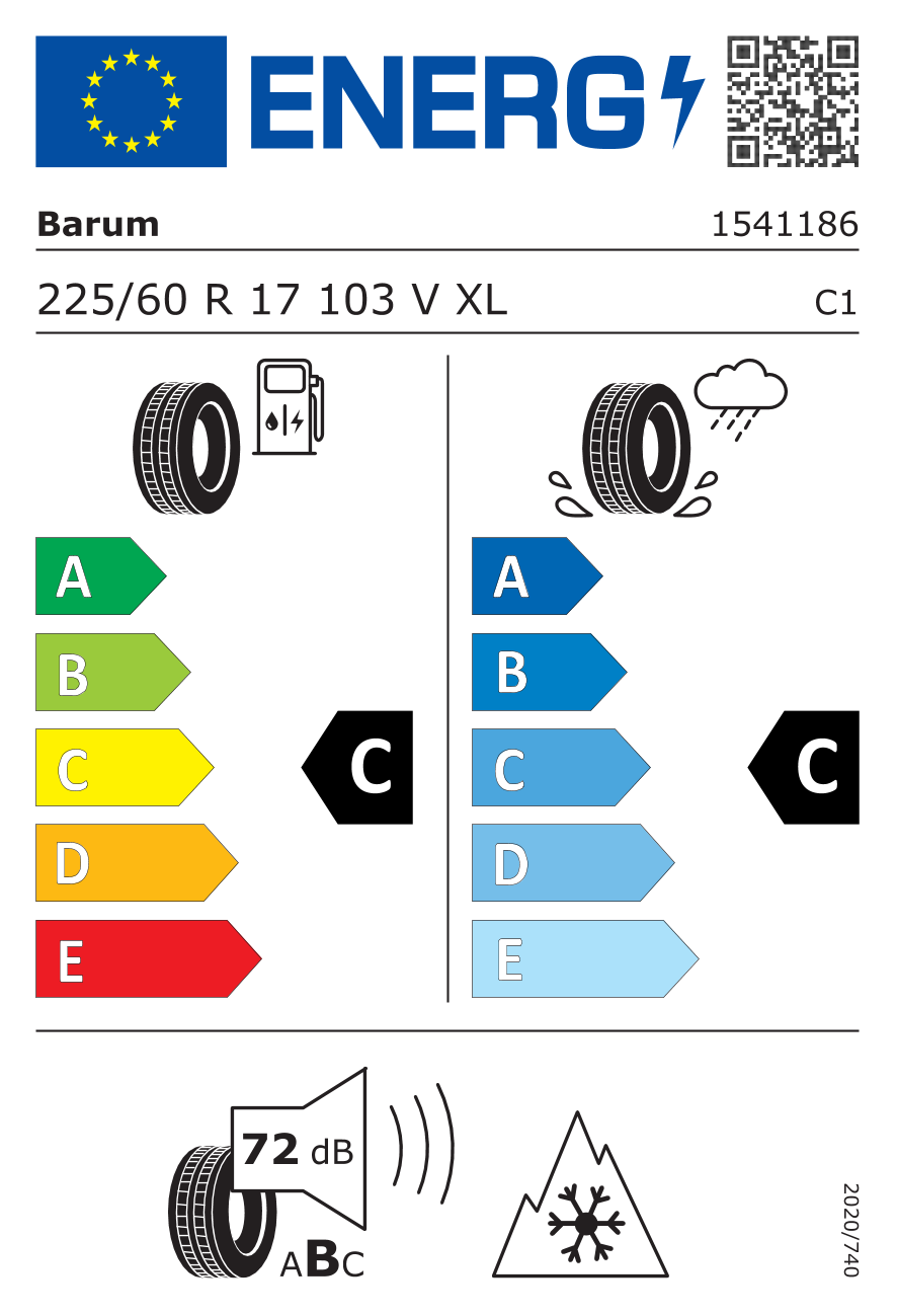 BARUM POLARIS 5 XL FP 225/60 R17 103 - европейски етикет