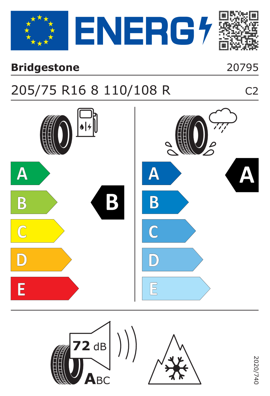 BRIDGESTONE Duravis All Season EVO Enliten C ENLITEN PR8 205/75 R16 110R - европейски етикет