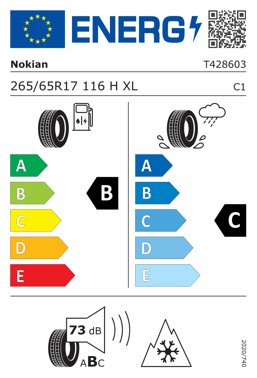 NOKIAN SUV 3 XL 265/65 R17 116H - европейски етикет