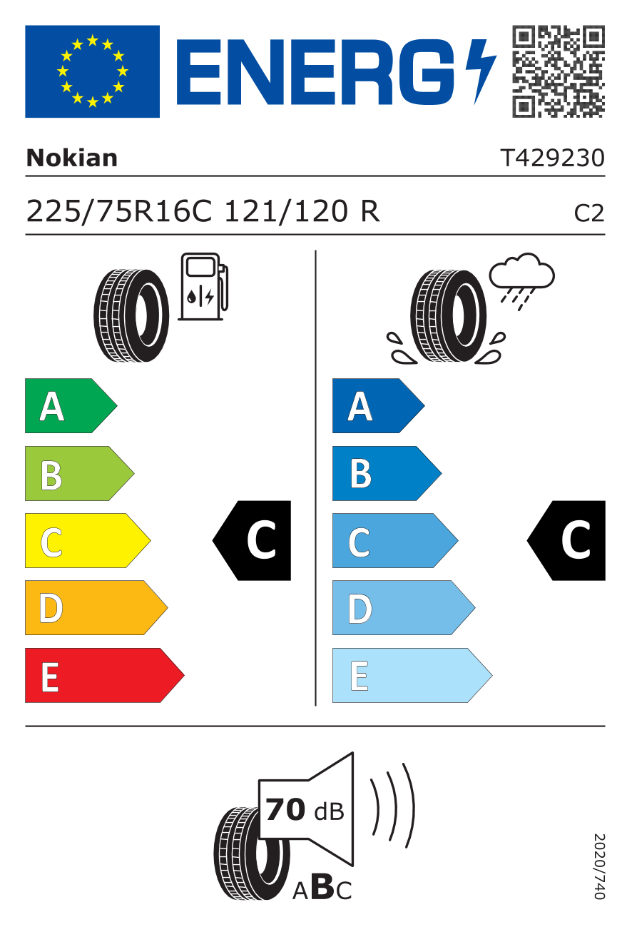 NOKIAN C-LINE CARGO 225/75 R16 121R - европейски етикет