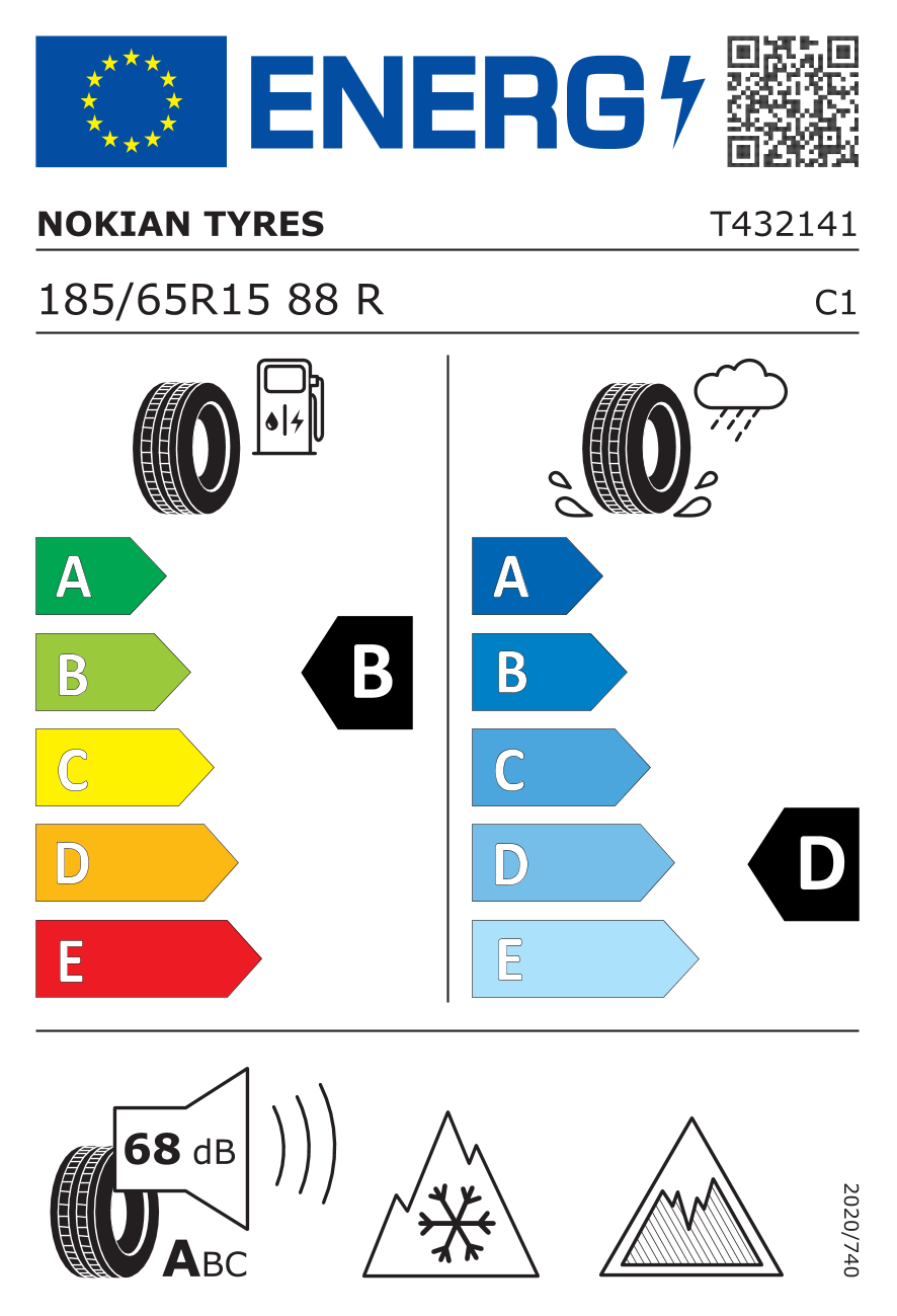 NOKIAN Hakkapeliitta R5 185/65 R15 88R - европейски етикет