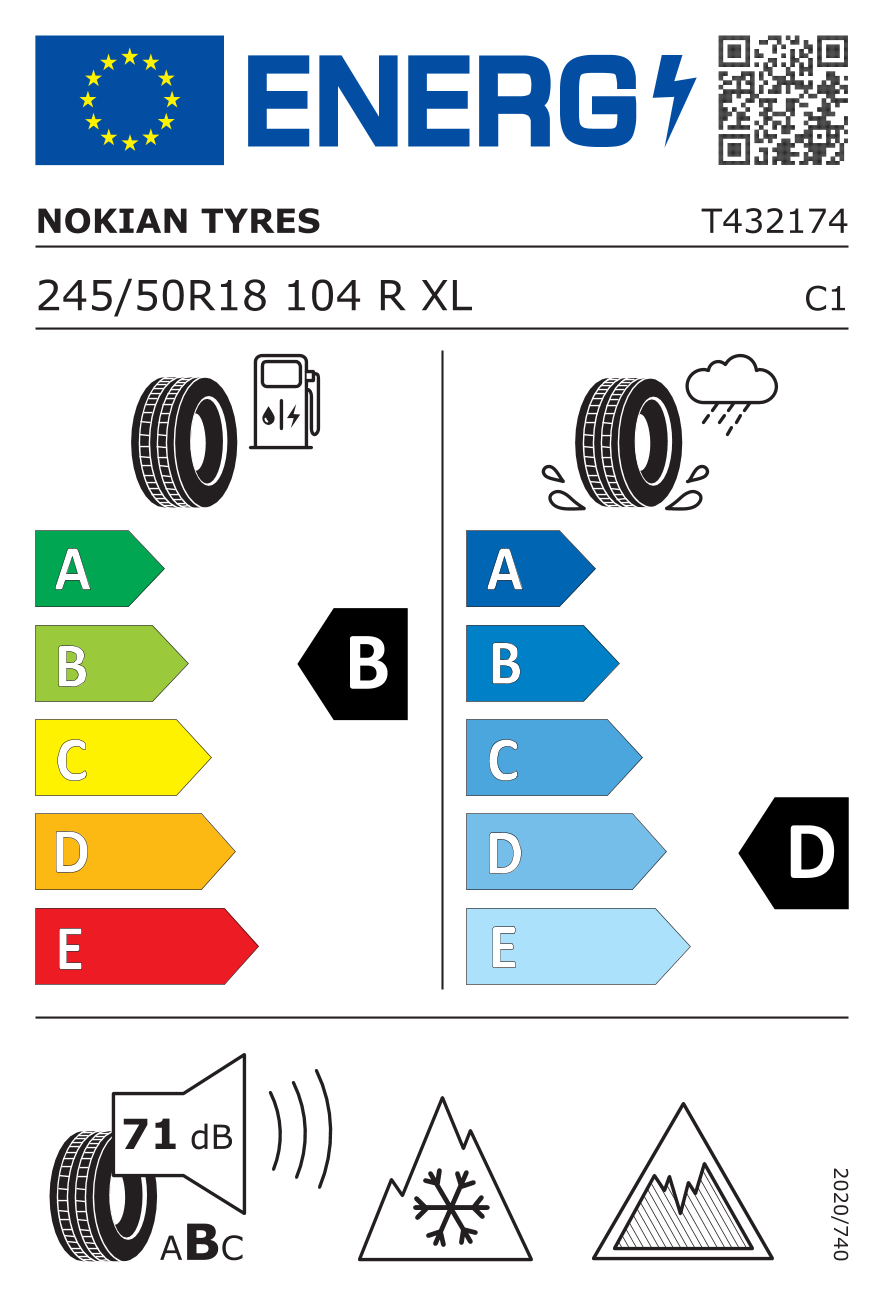 NOKIAN Hakkapeliitta R5 XL 245/50 R18 104R - европейски етикет