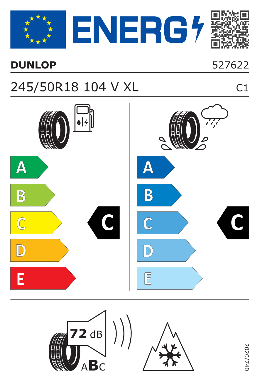 DUNLOP SP WINTER SPORT 4D XL RFT MERCEDES 245/50 R18 104 - европейски етикет