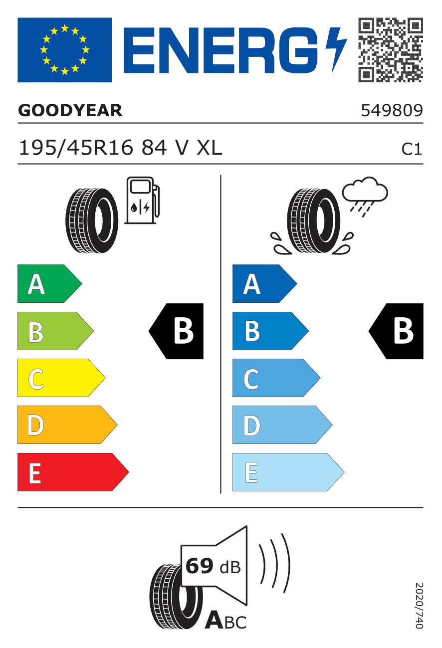 GOODYEAR EFFICIENTGRIP PERFOR DOT 2023 195/45 R16 84V - европейски етикет