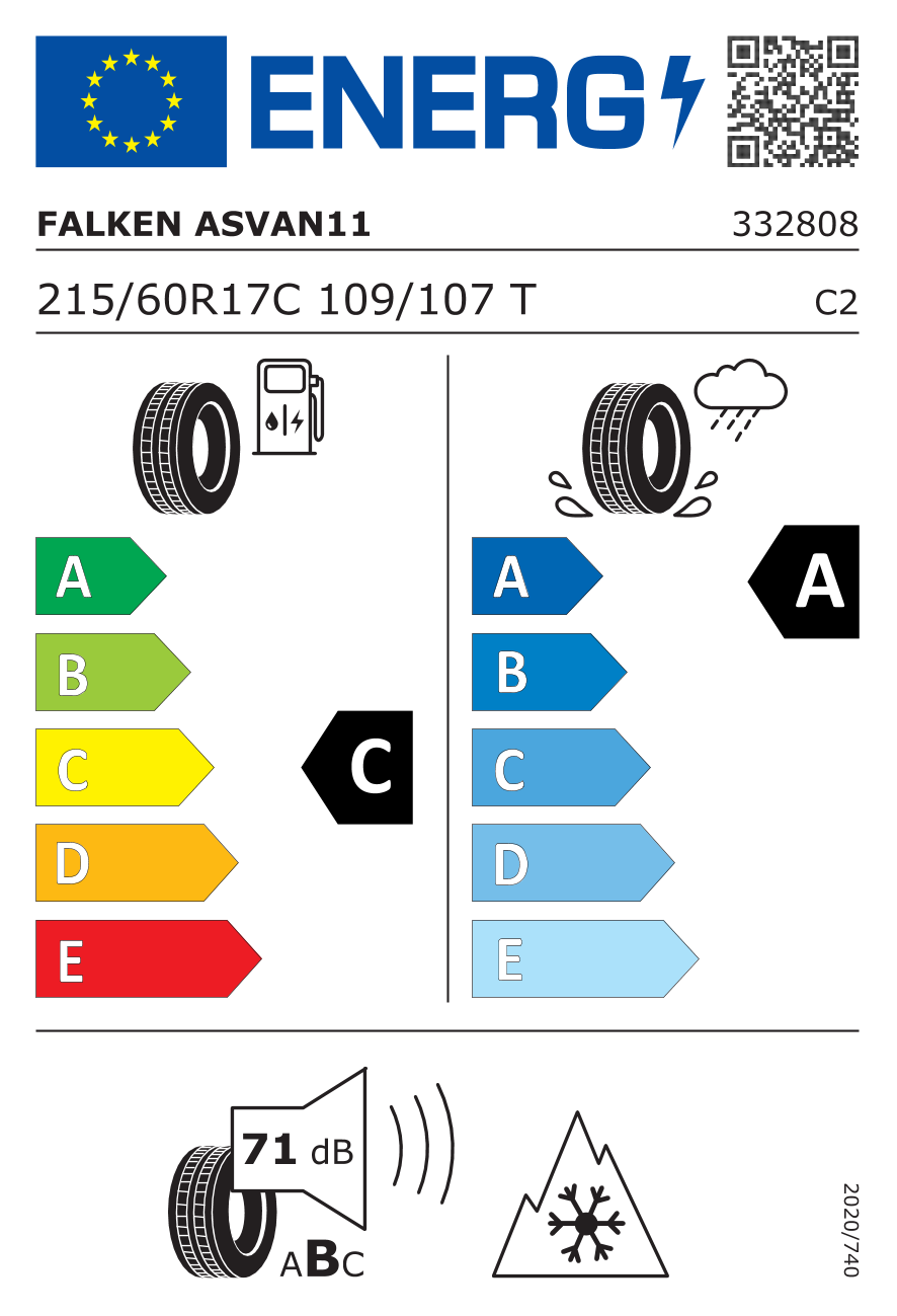 FALKEN VAN-11 215/60 R17 109T - европейски етикет