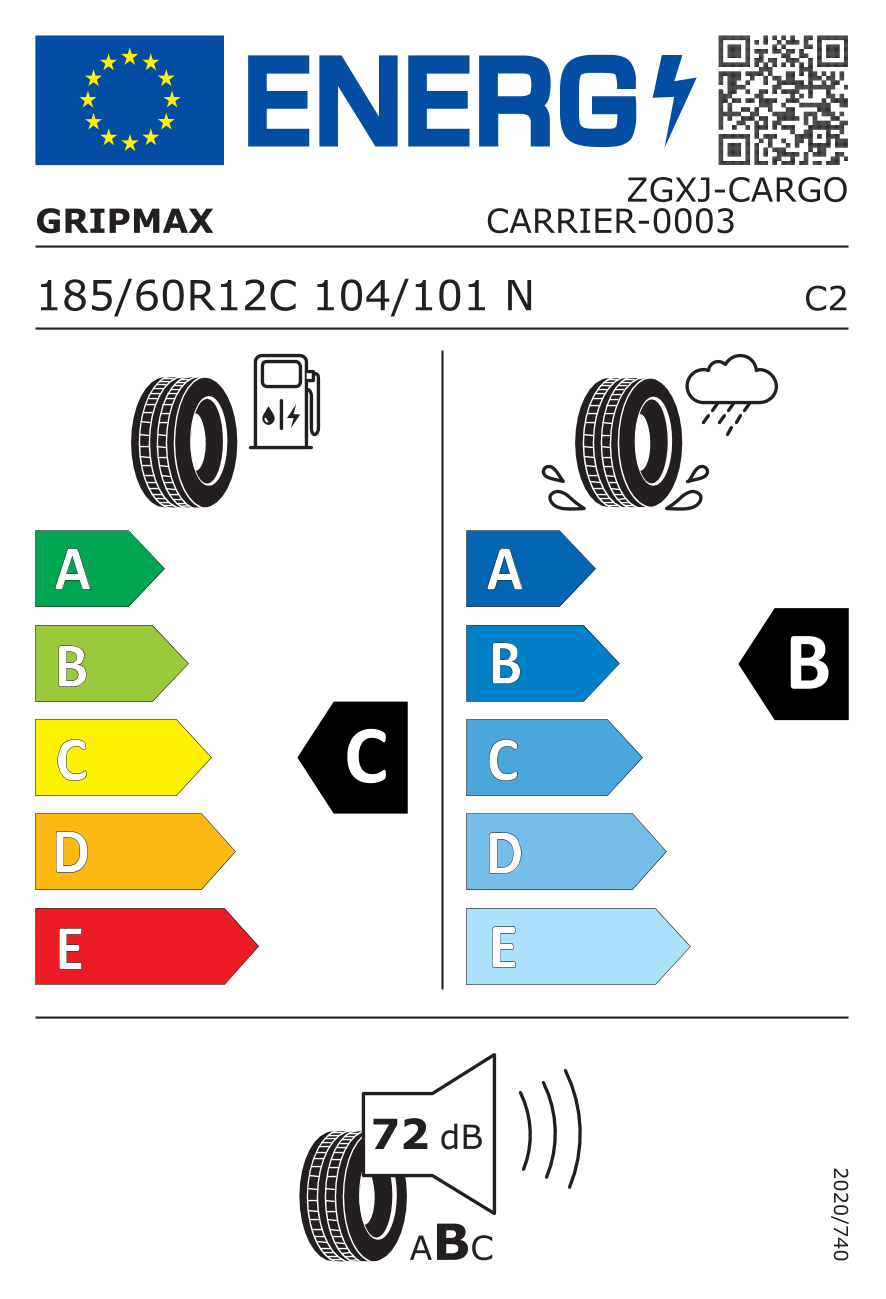 GRIPMAX CARGO CARRIER 185/60 R12 104N - европейски етикет