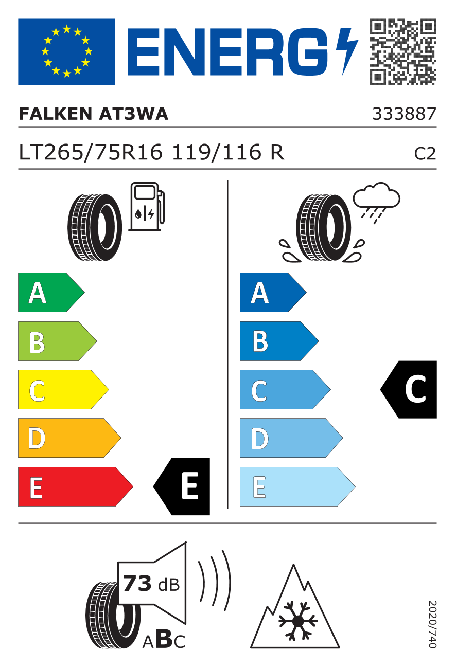 FALKEN WILDPEAK A/T AT3WA 265/75 R16 119R - европейски етикет