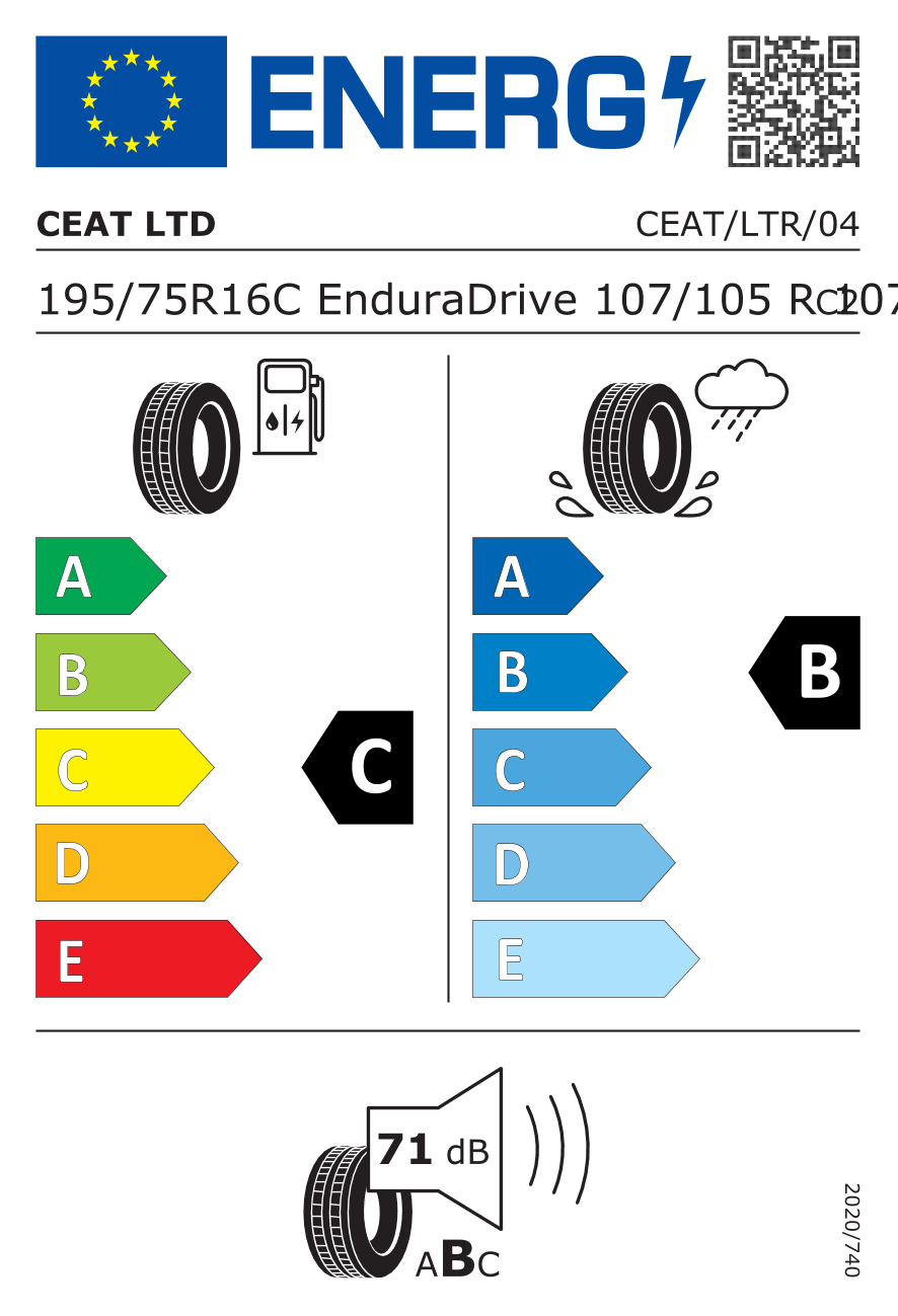 Ceat EnduraDrive C 195/75 R16 107R - европейски етикет