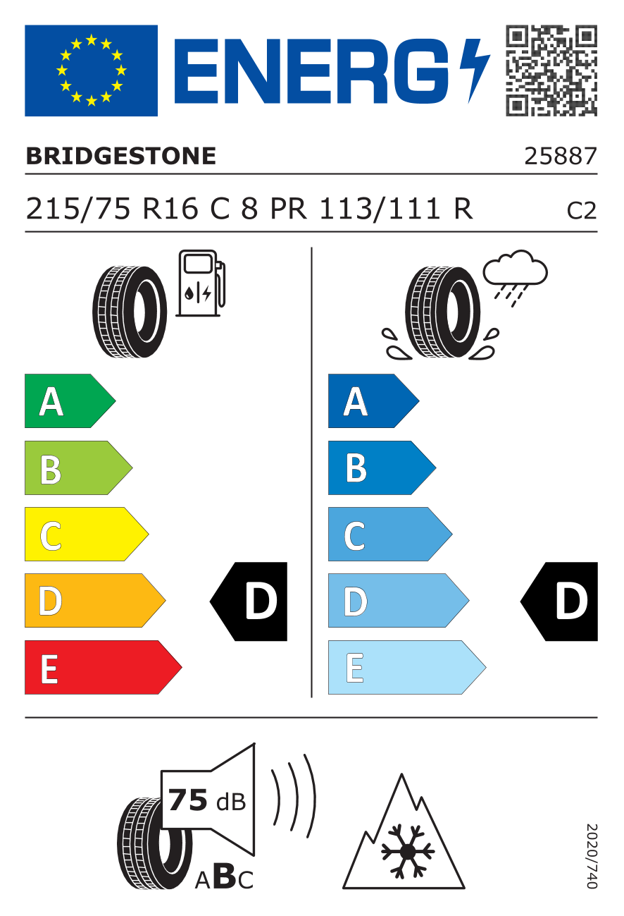 BRIDGESTONE Blizzak W995 215/75 R16 113R - европейски етикет