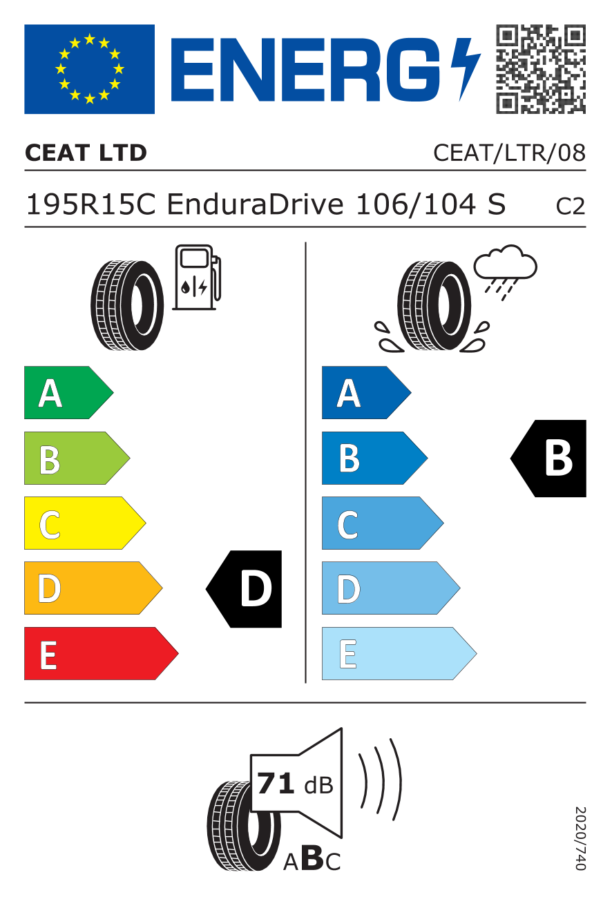 Ceat ENDURA DRIVE 195/80 R15 106S - европейски етикет