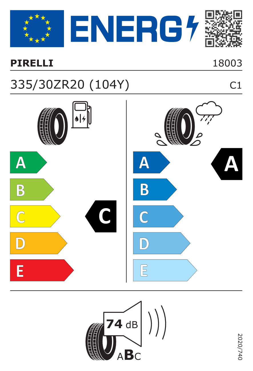 PIRELLI PZERO(L) 335/30 R20 104Y - европейски етикет