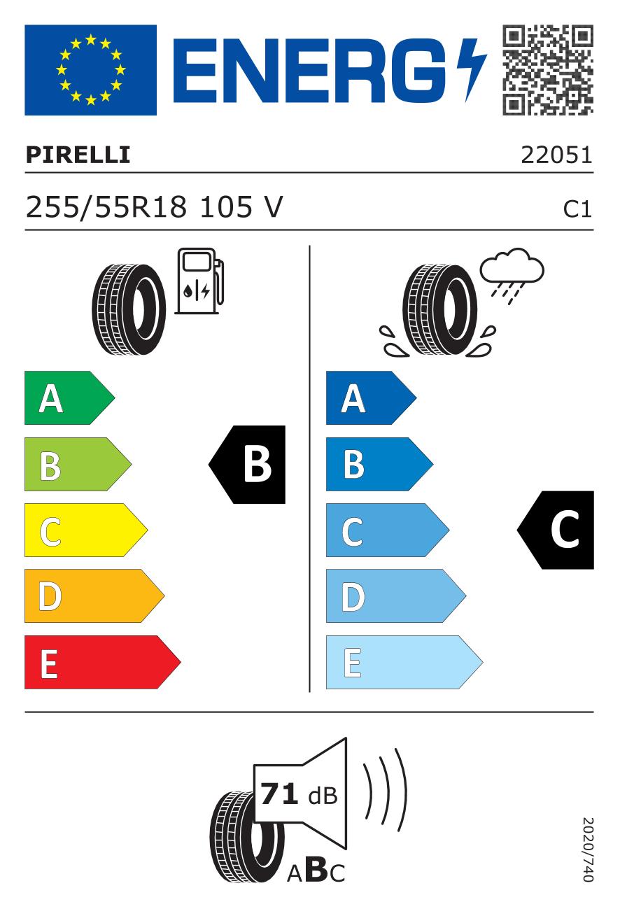 PIRELLI SVEAS PORSCHE 255/55 R18 105V - европейски етикет