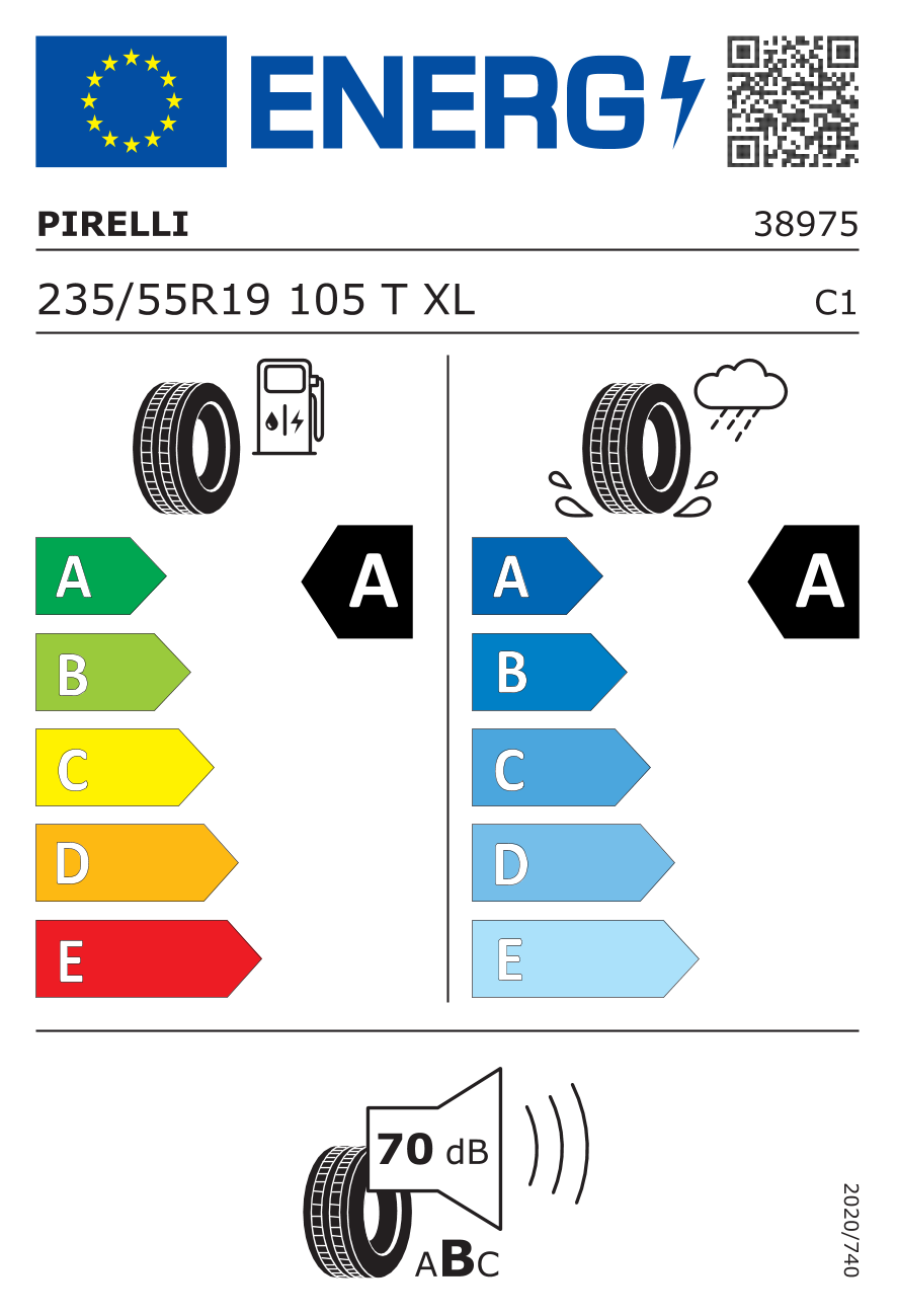 PIRELLI SCORPION S-I + XL EV 235/55 R19 105T - европейски етикет