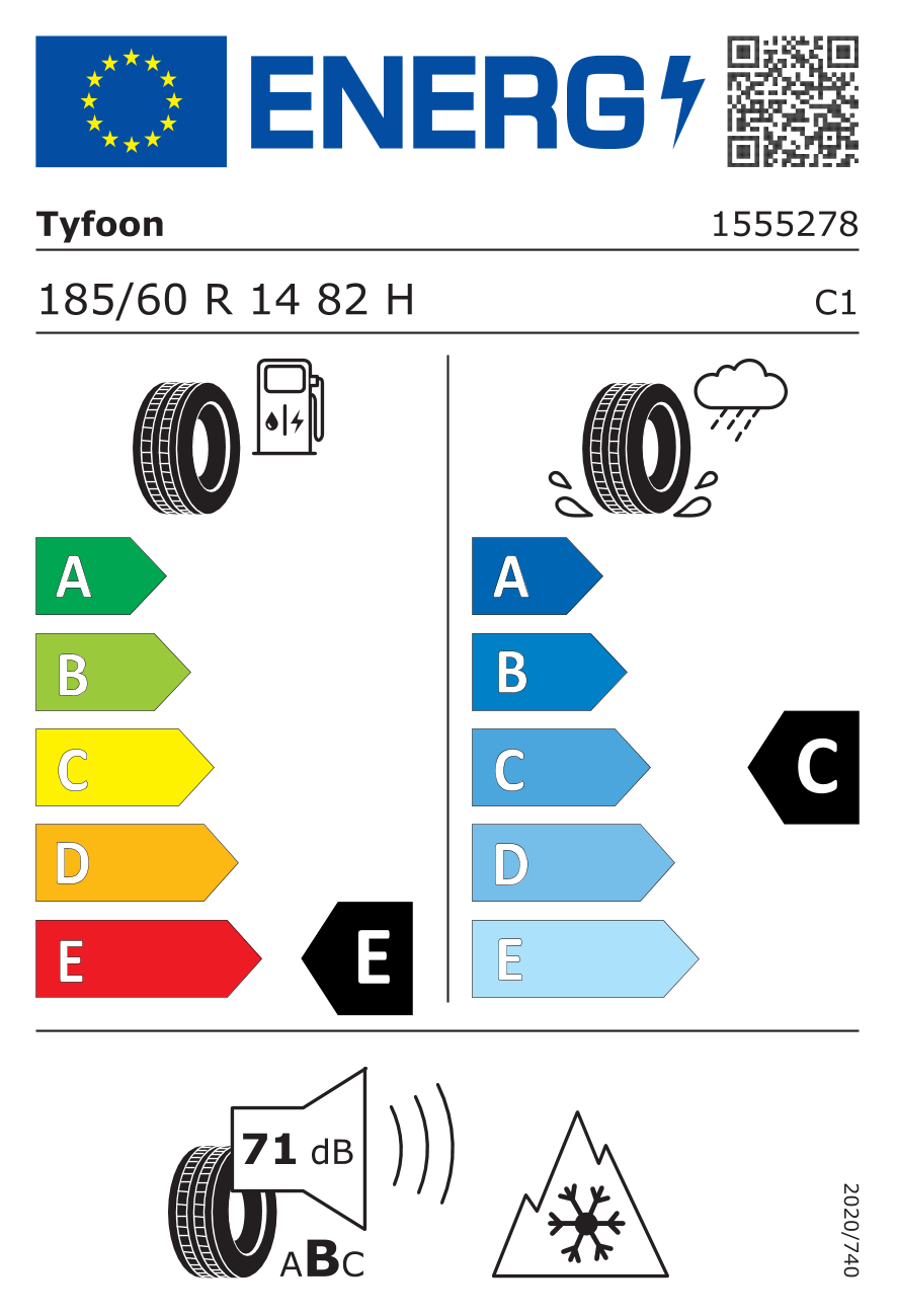 TYFOON 4-SEASON 185/60 R14 82H - европейски етикет