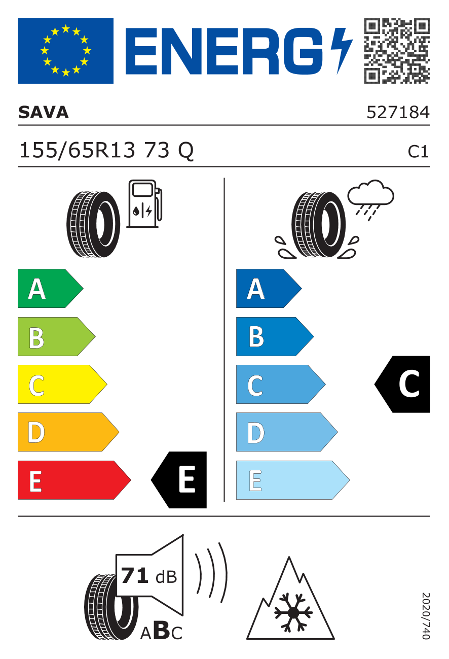 SAVA ESKIMO S3+ 155/65 R13 73Q - европейски етикет
