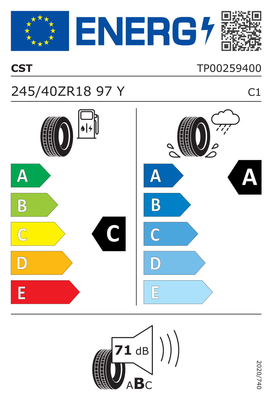 CST AD-R9 XL 245/40 R18 97Y - европейски етикет