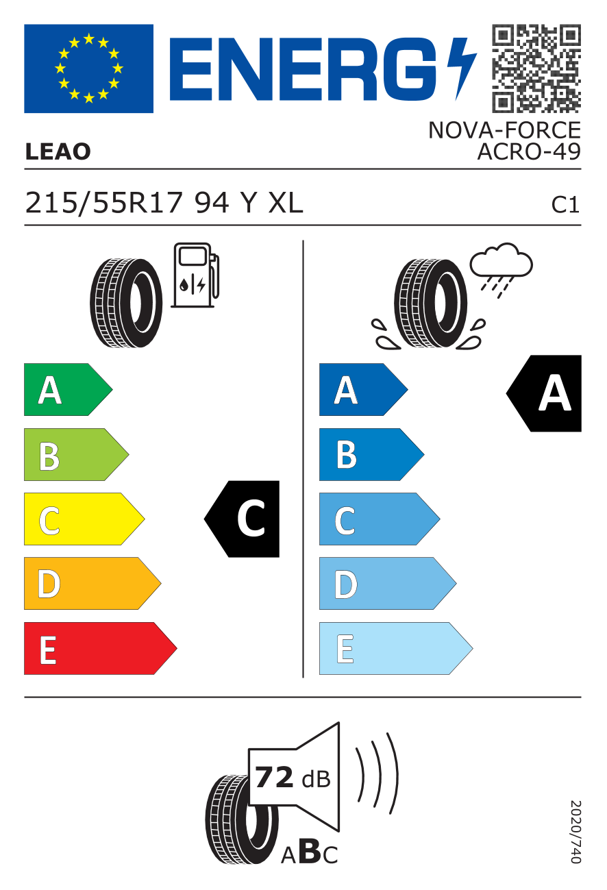LEAO NOVA FORCE ACRO XL 215/55 R17 94Y - европейски етикет